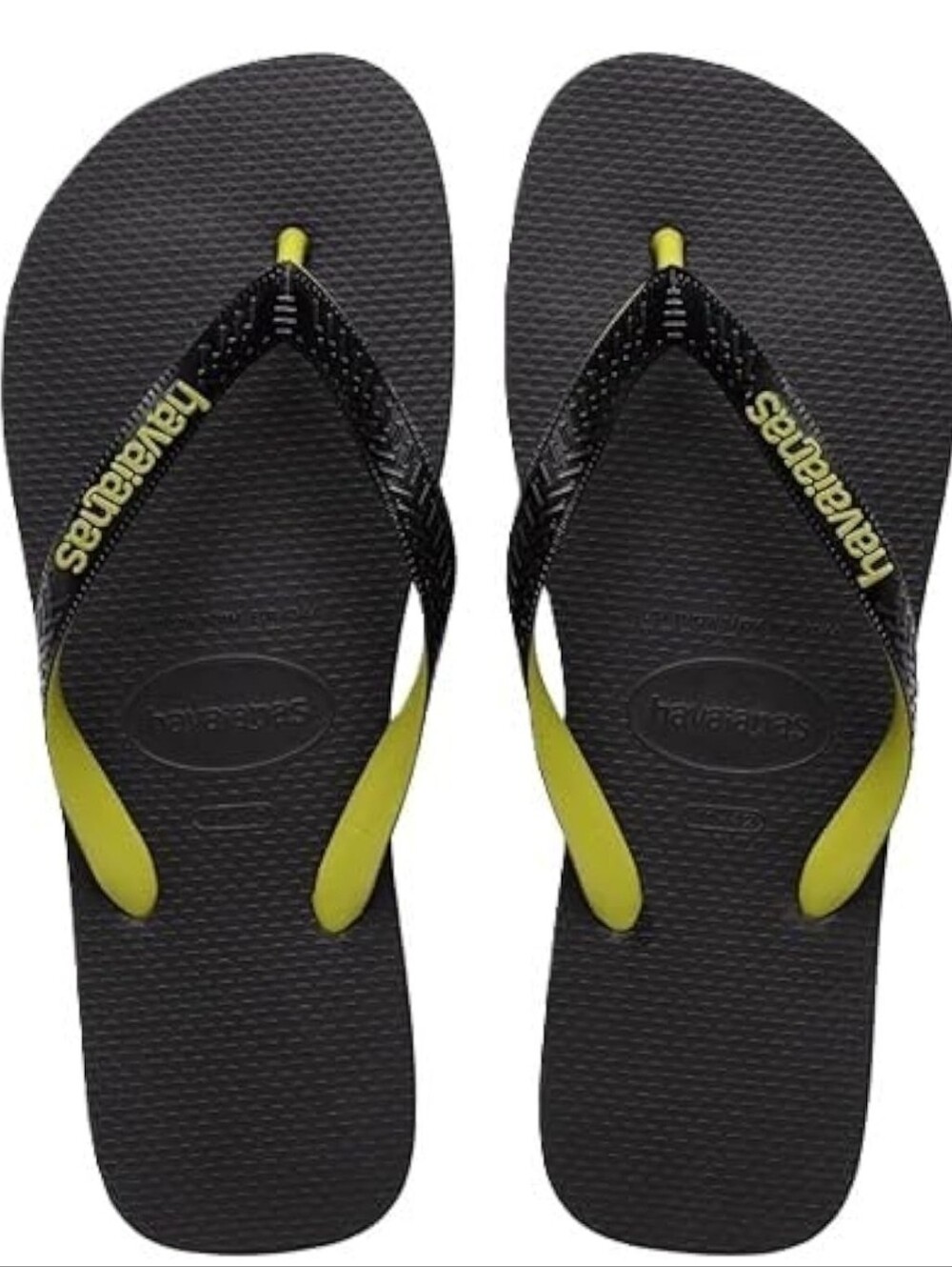 Havaianas Top Mix Black/Neon Green Logo Flip Flops Men’s Size 11/12 (43-44) NEW
